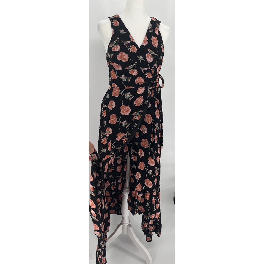 Miami Womens Y2K Wrap Maxi Dress Dark Floral Fairy Grunge Whimsigoth Size Small - Picture 4 of 7
